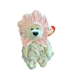 Rosalie the Bear TY 8" Plush 1993 with Pink Bonnet Attic Treasures Collection